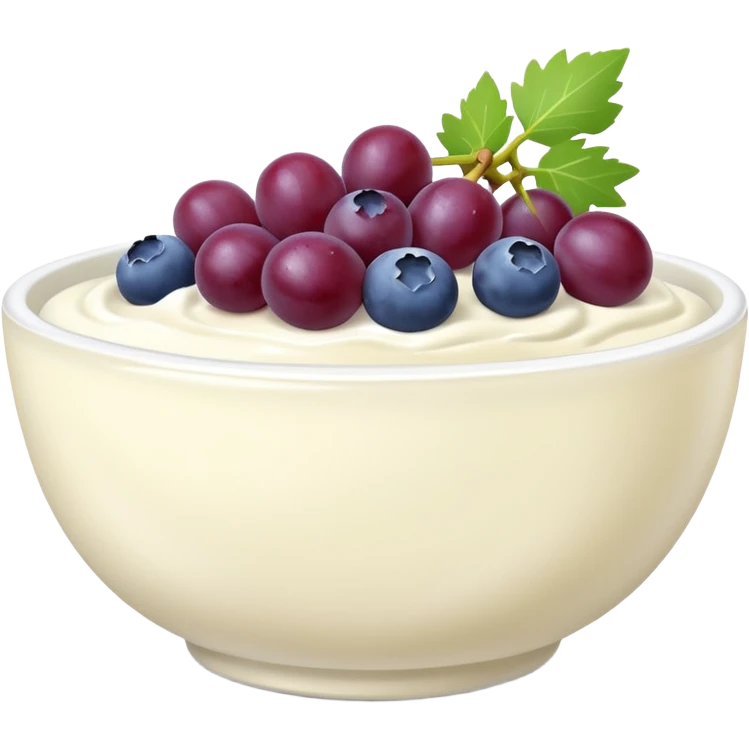 yoghurt bowl with grapes and blueberries emoji