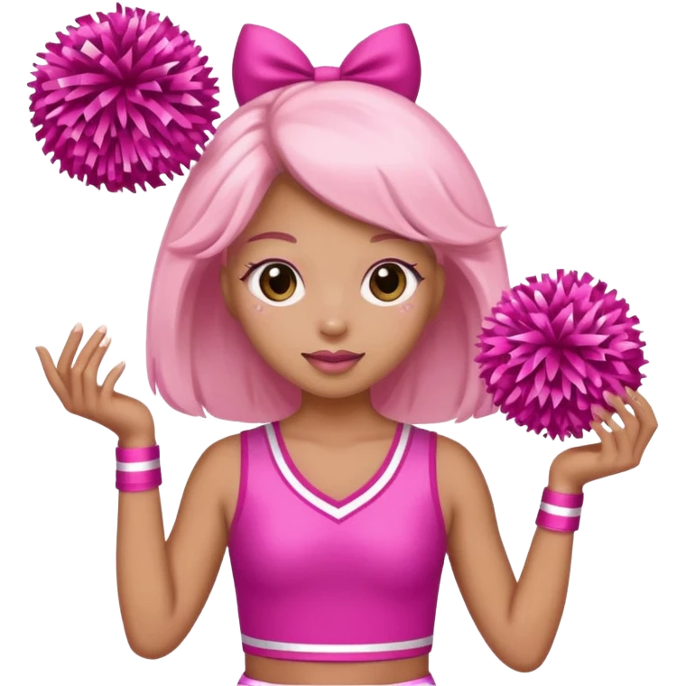 football cheerleader, holding big cheering pom, pink and twinkle emoji