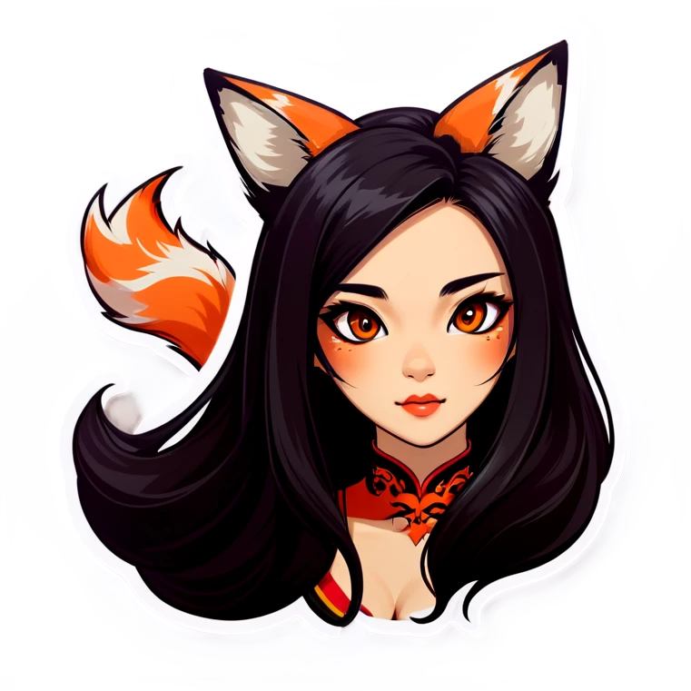 baddie asian long hair foxy eye emoji