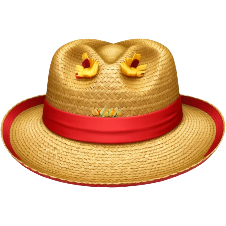 Chapeau de paille avec bande rouge emoji