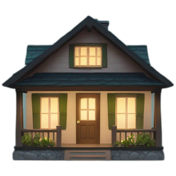 Tiny lit bungalow at night emoji