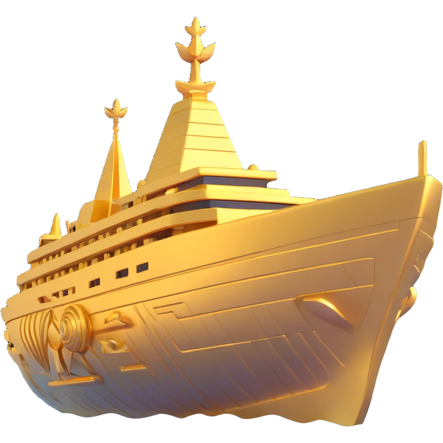 Futuristic golden ship with Anunnaki motifs, underwater setting emoji
