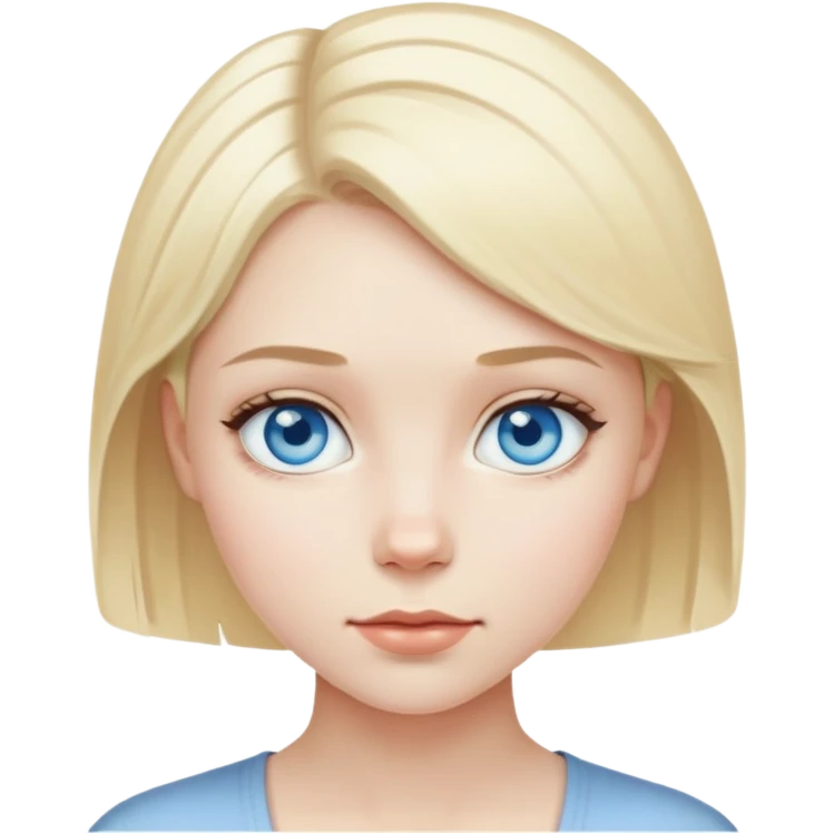 Pale girl with blue eyes and blonde short hair emoji