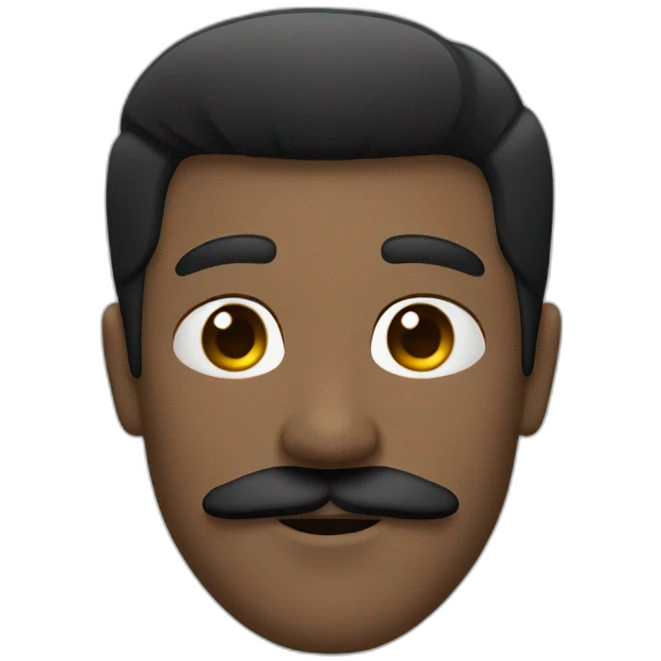 Man with black plated hair and a black squared moustache emoji