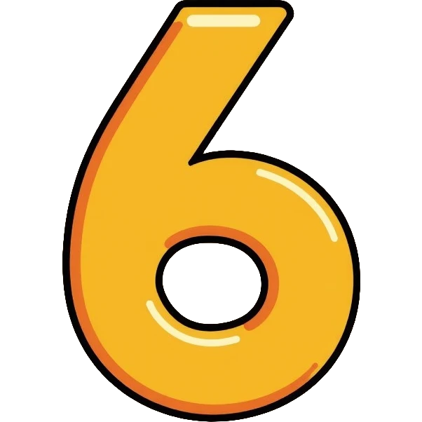Number 6 on a yellow volumetric background emoji