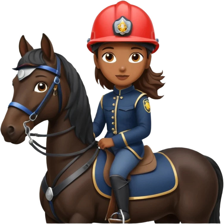 Brown girl on black shire horse  emoji