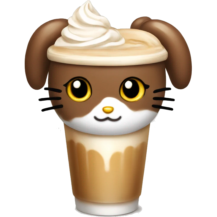 Hello kitty with an ice coffee latte emoji