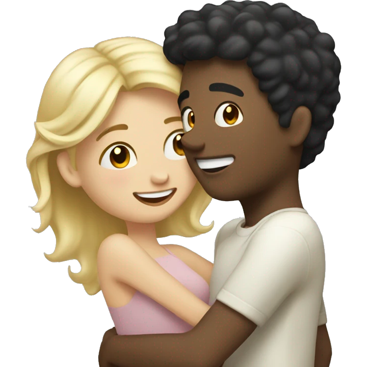 Blonde girl happy and celebrated with boyfriend with black hair  emoji