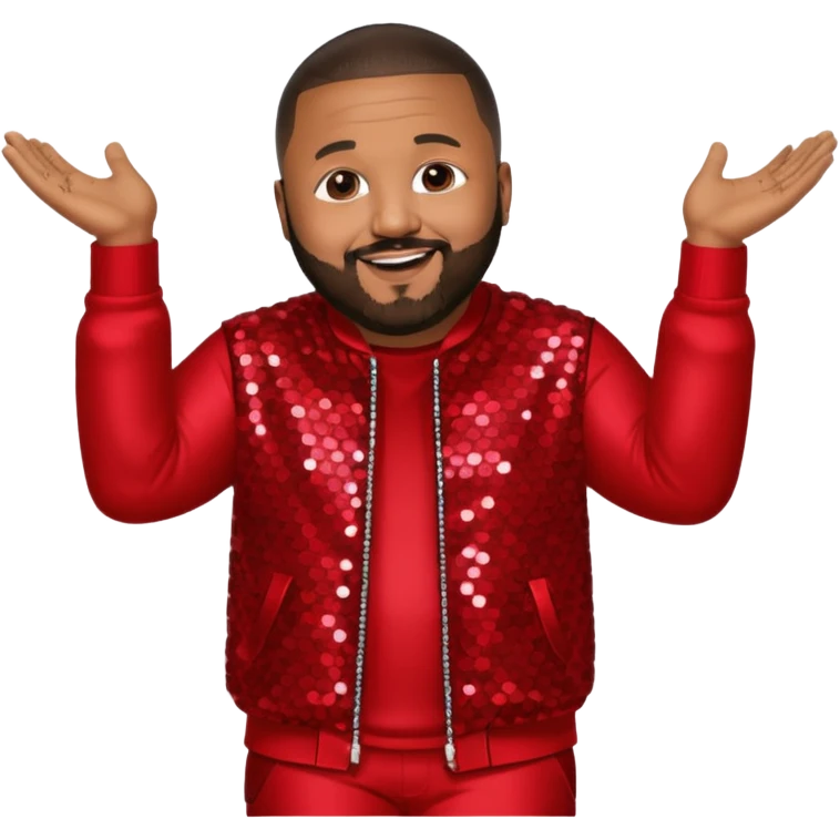 DJ Khaled with dark brown hair, red sequin outfit emoji
