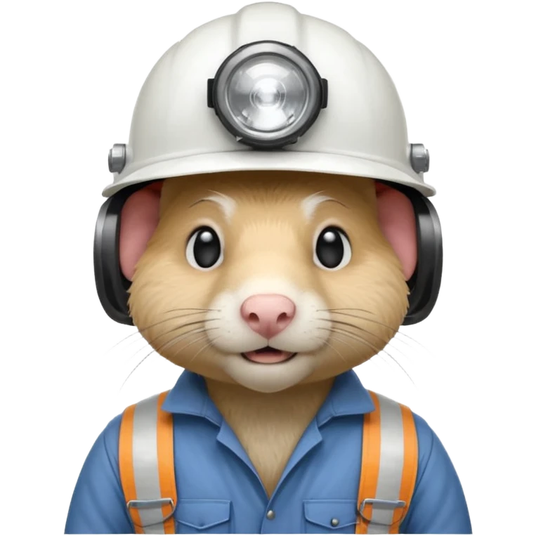 a mole rat, white helmet, headlamp, worker cloth emoji