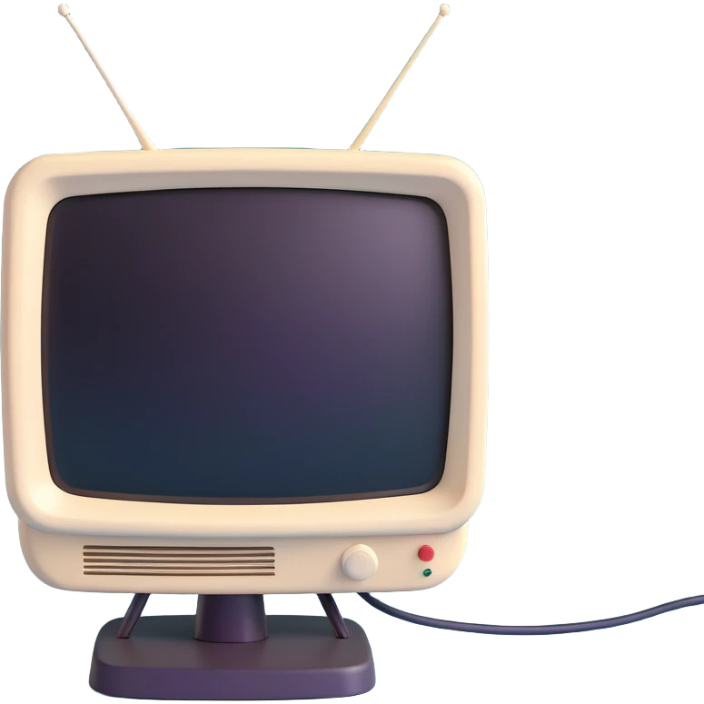 classic TV antenna, minimal, 3D emoji style, subtle shadow emoji