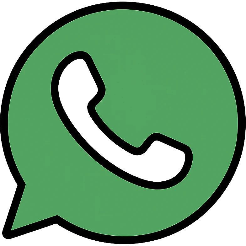 circular WhatsApp logo, flat design, green background, white phone symbol emoji