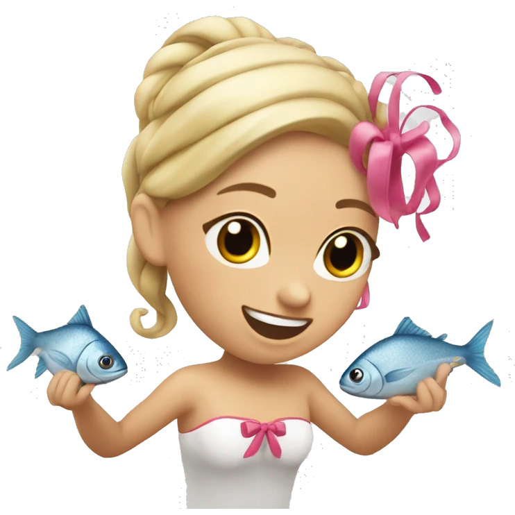 Bailarina de natación comiendo pescado  emoji