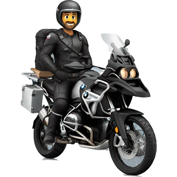 male dark hair with helmet and bmw gs 1250 adventure inblack emoji