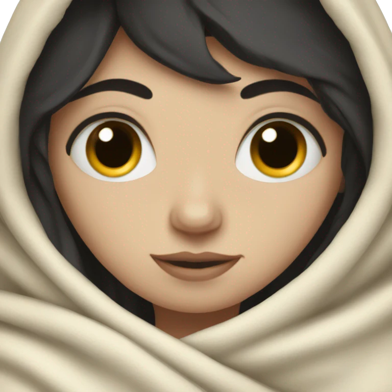 Pale  girl with dark hair cozy in a blanket emoji