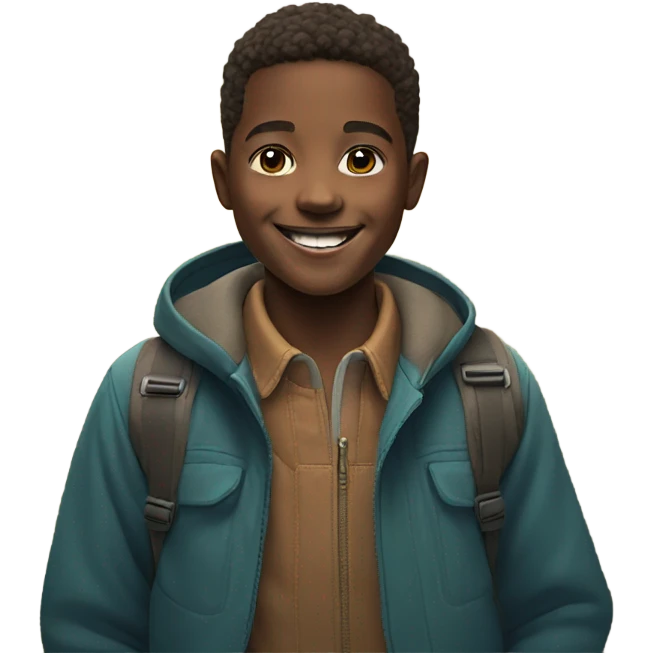smiling boy in mountain portrait emoji