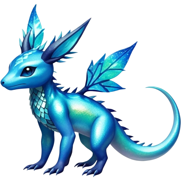 Colorful Iridescent Exotic Salandit-Aurorus-Glaceon-Fakémon-hybrid-creature (full body)  emoji