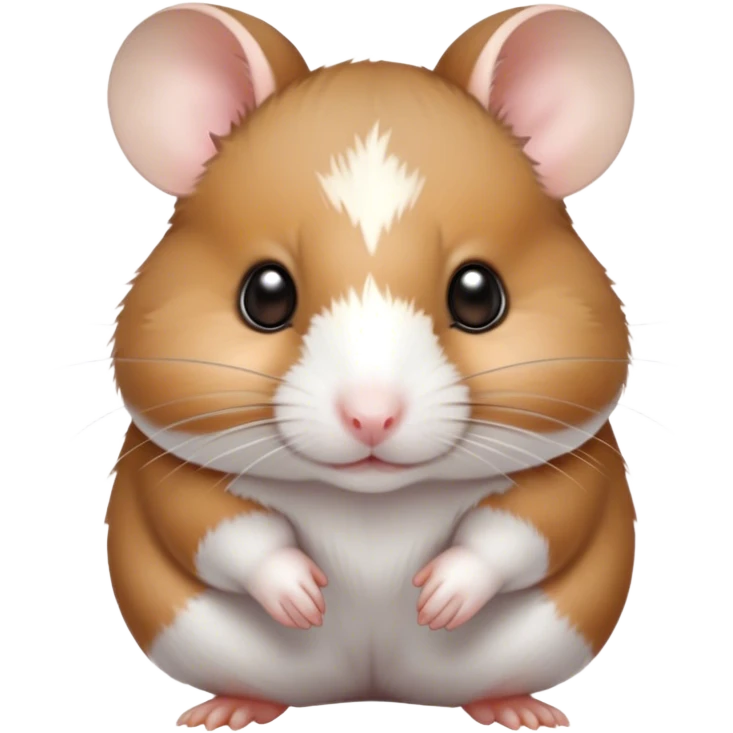 Cinematic Noble Brown and White Banded Hamster Portrait Emoji, Poised and regal, with a tiny, compact build and a uniquely patterned fur of warm brown and crisp white bands, deep-set soulful dark eyes, Simplified yet sharp and sophisticated features, highly detailed, glowing with a soft, dignified glow, high shine, intelligent and charming, stylized with an air of distinctive elegance, focused and attentive, soft glowing outline, capturing the essence of a watchful and confident rodent, so majestic it feels as though it could scurry out of the screen with effortless authority! emoji