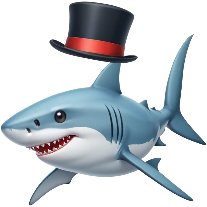 Shark with a top hat emoji