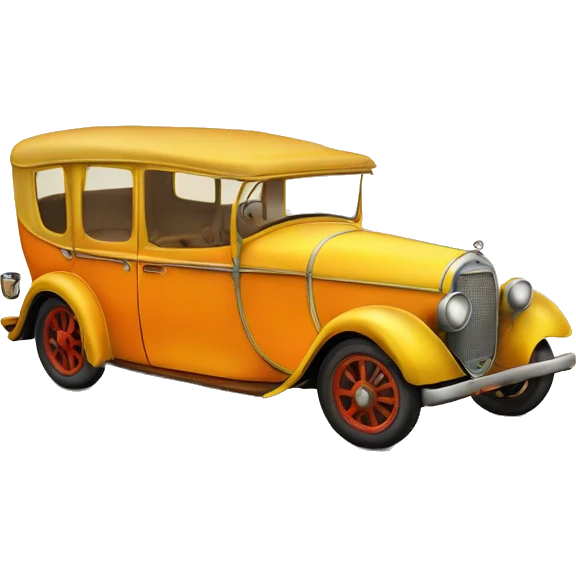 very old car resembling first ever car in yellow-orange color emoji