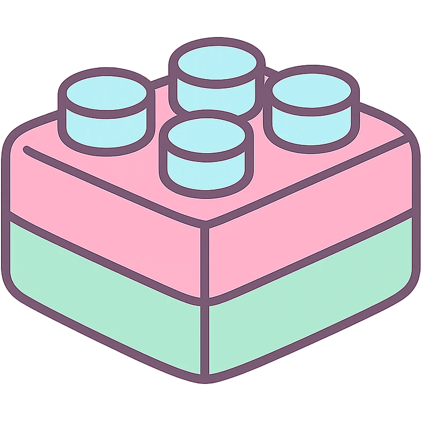 simple block toy, pastel colors, no face, soft kawaii style emoji