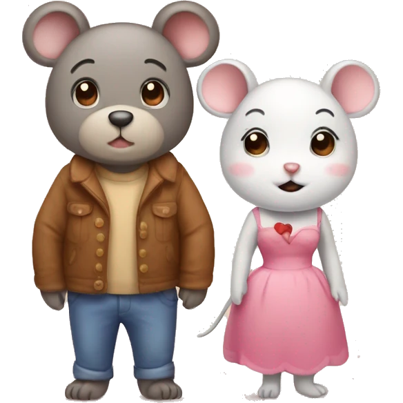 a sweet mouse and a sweet bear as a couple emoji