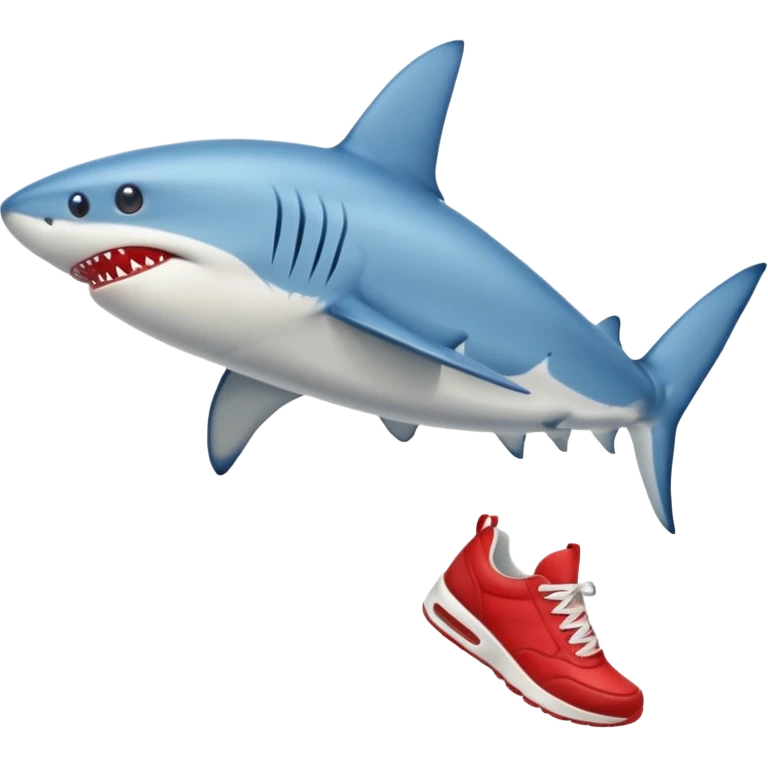 Blue shark with red sneakers and legs  emoji