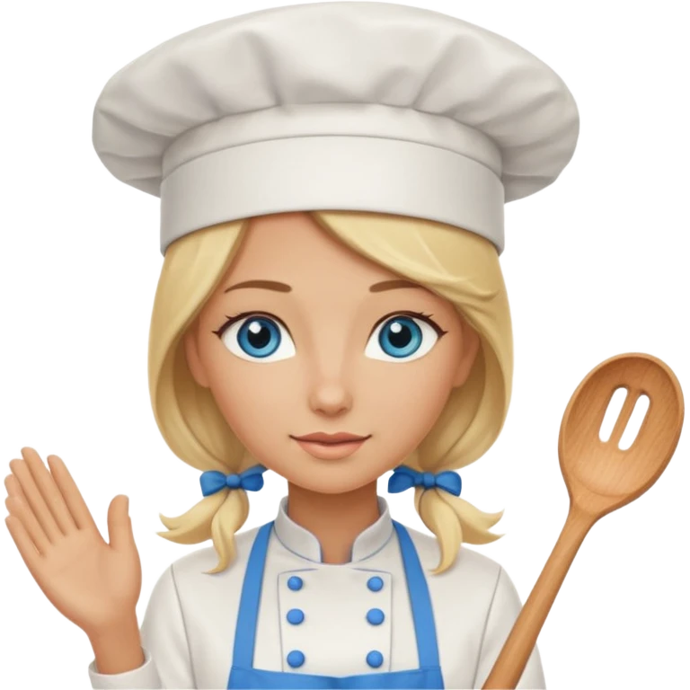 Long Blonde hair blue eyed female chef emoji