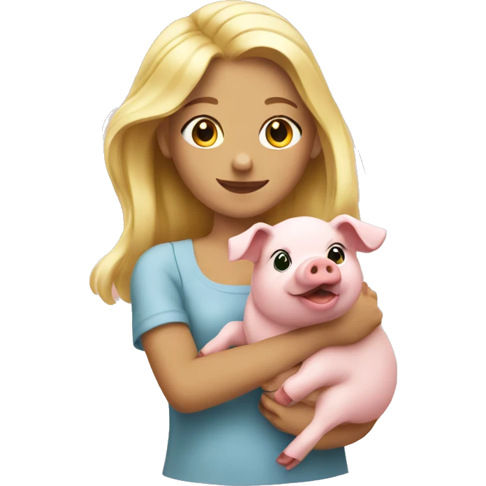 Blonde girl hold pig emoji