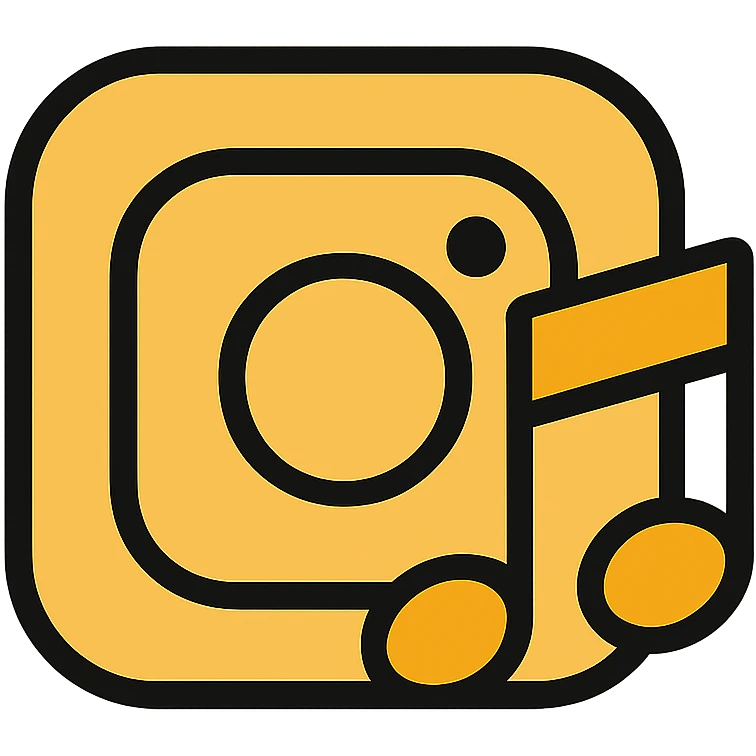 gold and black outlined icon representing Music for Instagram emoji