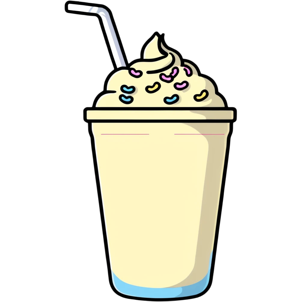 vanilla milkshake with sprinkles emoji