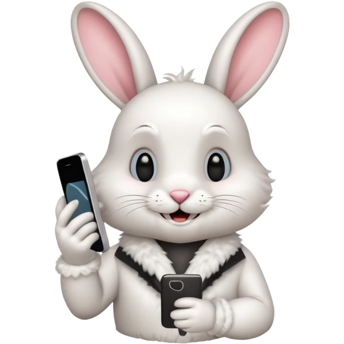 White rabbit on phone talking emoji emoji
