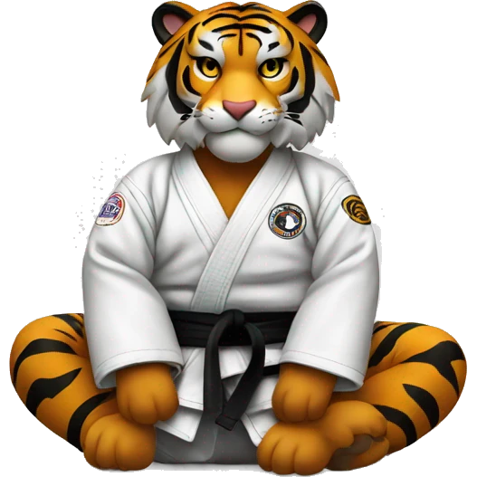 Tiger sitting black belt jiu-jitsu  emoji