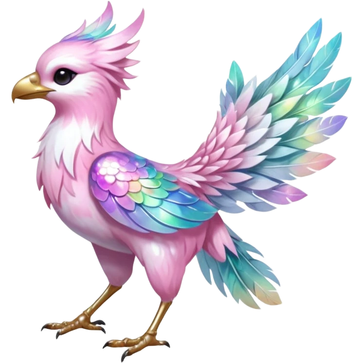 Multicolored sparkly feathery shiny fantasy pastel iridescent light pale cute adorable pretty feminine elegant realistic floral exotic marble-Sakura-Falvie-Fionbri-fursona, full body emoji