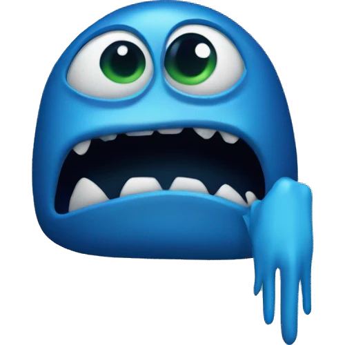 Monster look like O and F letters blue color emoji