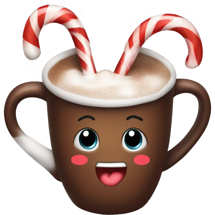hot chocolate with candy cane emoji