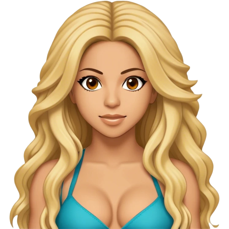 Cinematic Realistic portrait of Shakira, shown as a dynamic pop icon with expressive features and detailed modern attire, illuminated by vibrant, energetic lighting that highlights her global influence emoji