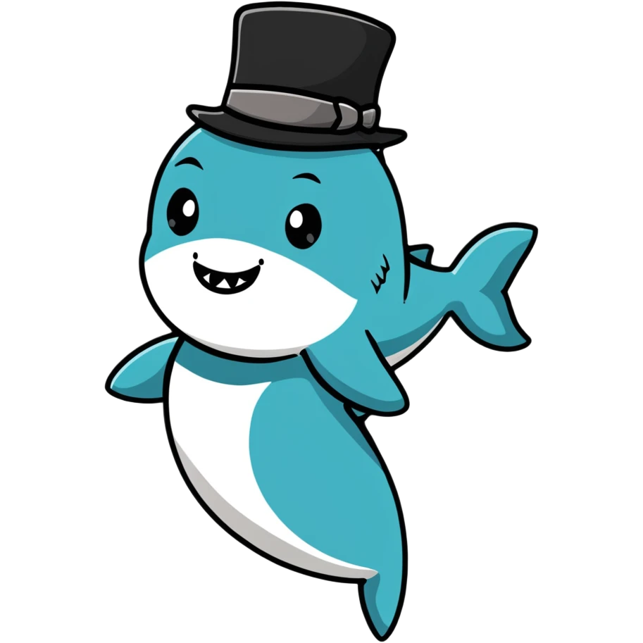 Shark with a top hat emoji