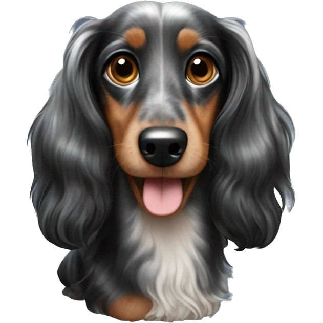 Black merle long haired Dachshund emoji