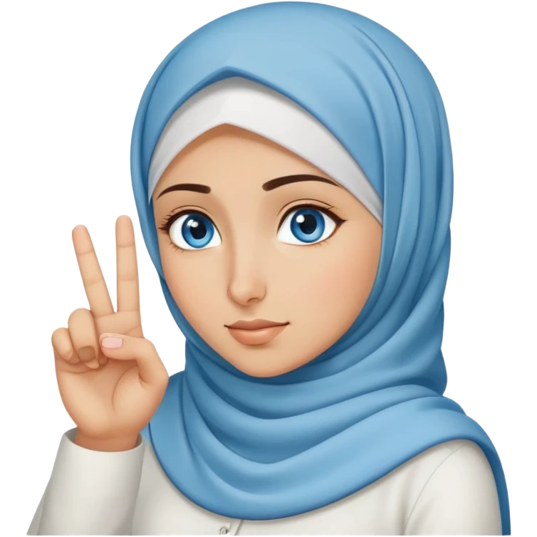 Turkish beautiful finish Konya girl blue eyes with hijab and says no with her finger hand emoji