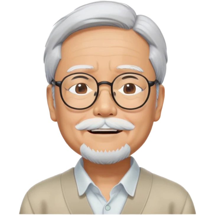 _cinematic-realistic-portrait-of-hayao-miyazaki,-depicted-with--large-rectangular-glasses,-his-happy-expression-rendered-in-lifelike-detail,-illuminated-with-soft,-realistic-lighting-that-emphasizes-his-creative-genius, his eyes closed  emoji