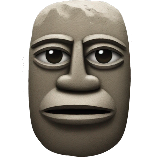 Stone idol from Easter Island with a poker face emoji