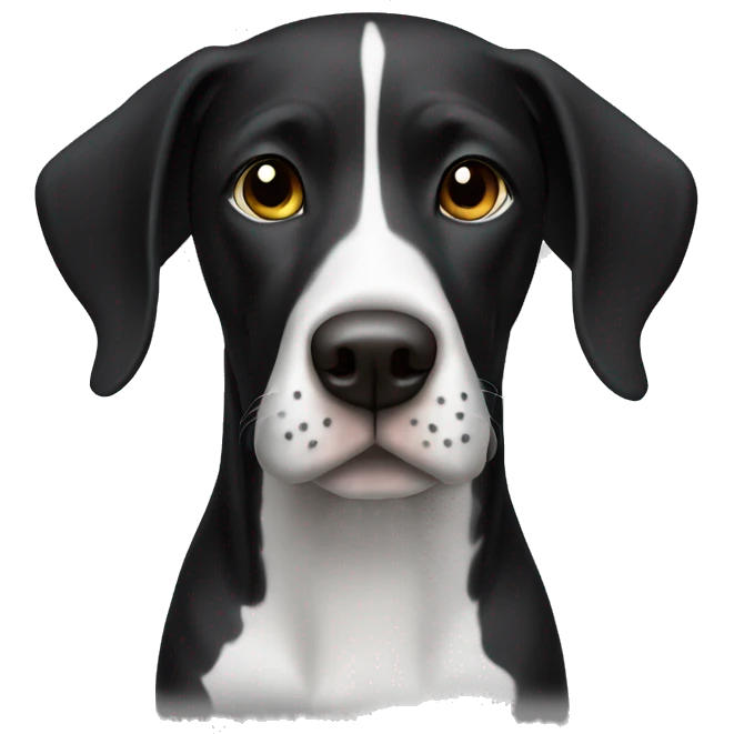Black and white German shorthair dog with full black face  emoji