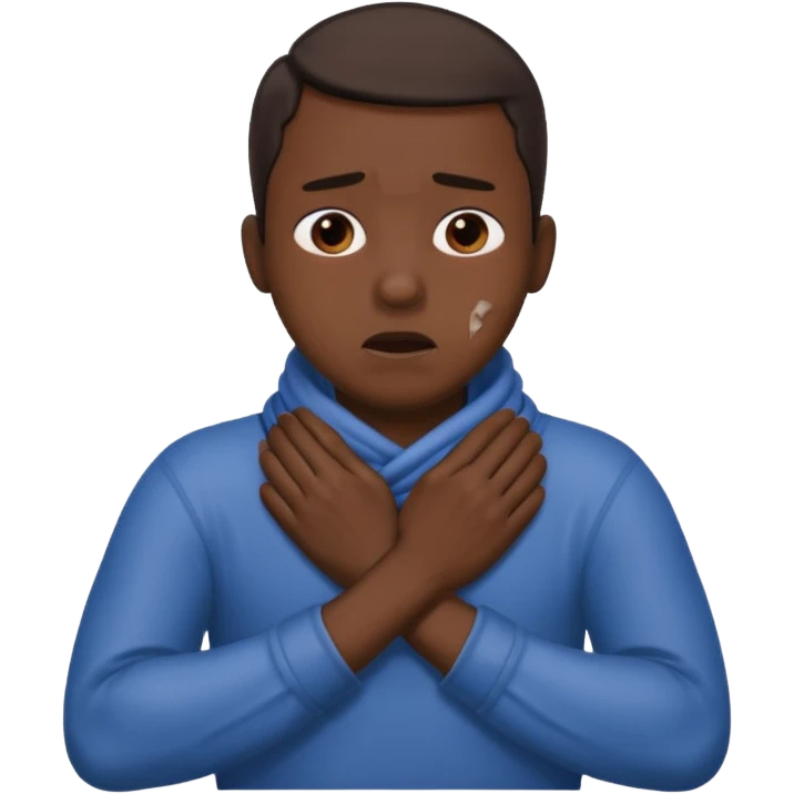 a guy wrapping both hands around his neck so tight chock himself emoji