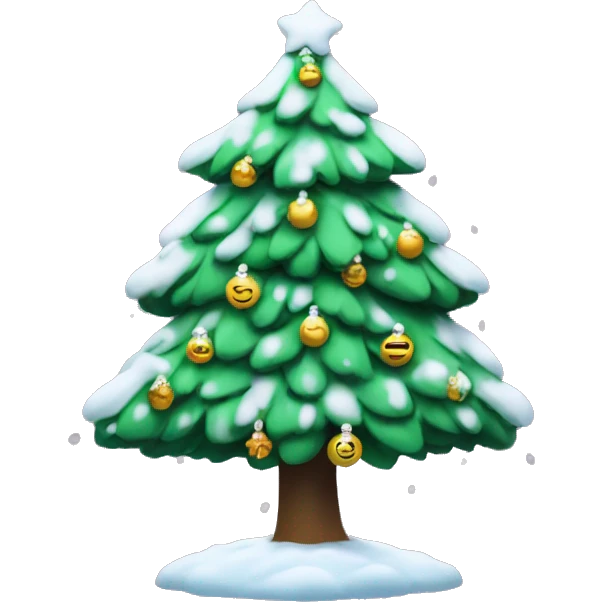 Crismas tree surrounded by Snowfall  emoji