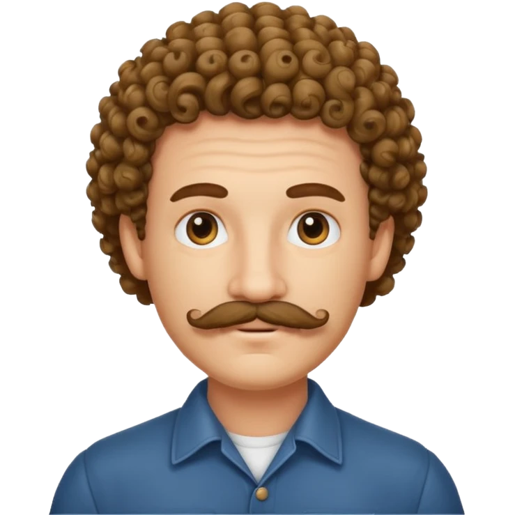 Man with mustache and curly hair emoji