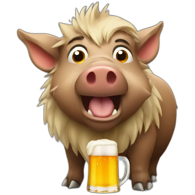 Boar with beer emoji