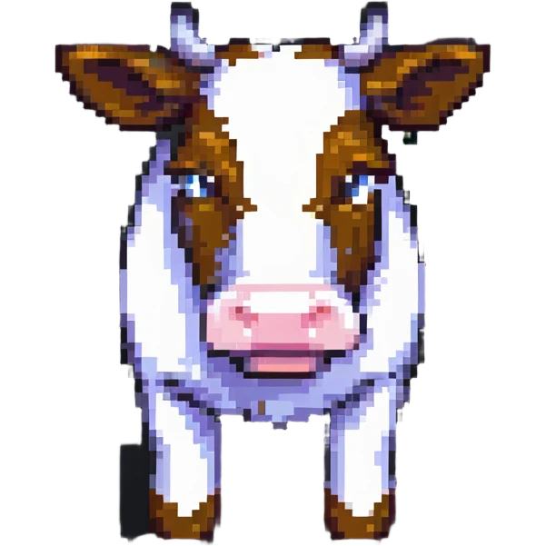 extremely blocky ultra-minimal pixel art Minecraft cow emoji with only 2 or 3 large square pixels, abstract and simple emoji