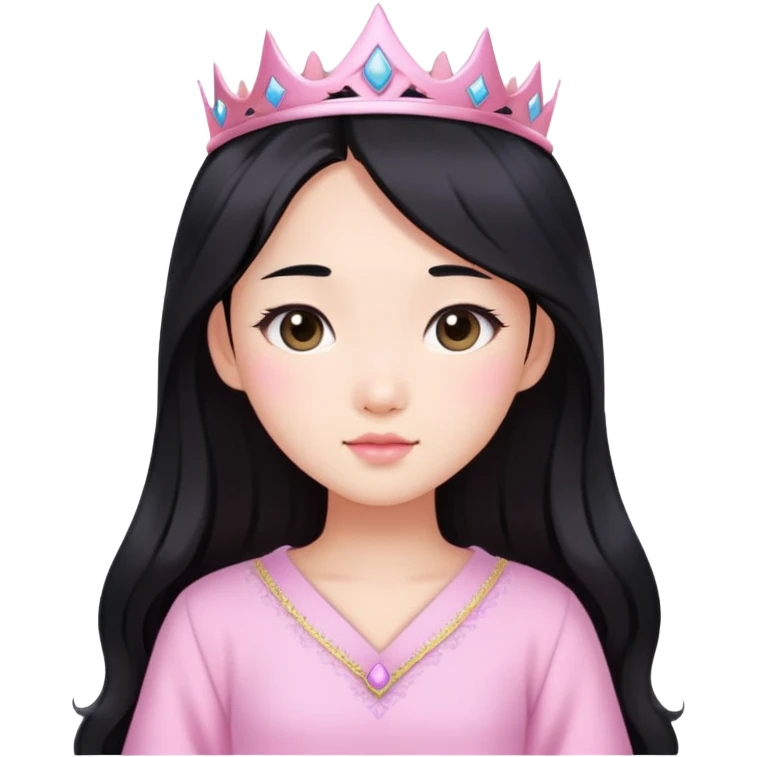 Asian girl with long black hair and soft princess pink pastel vibe  emoji