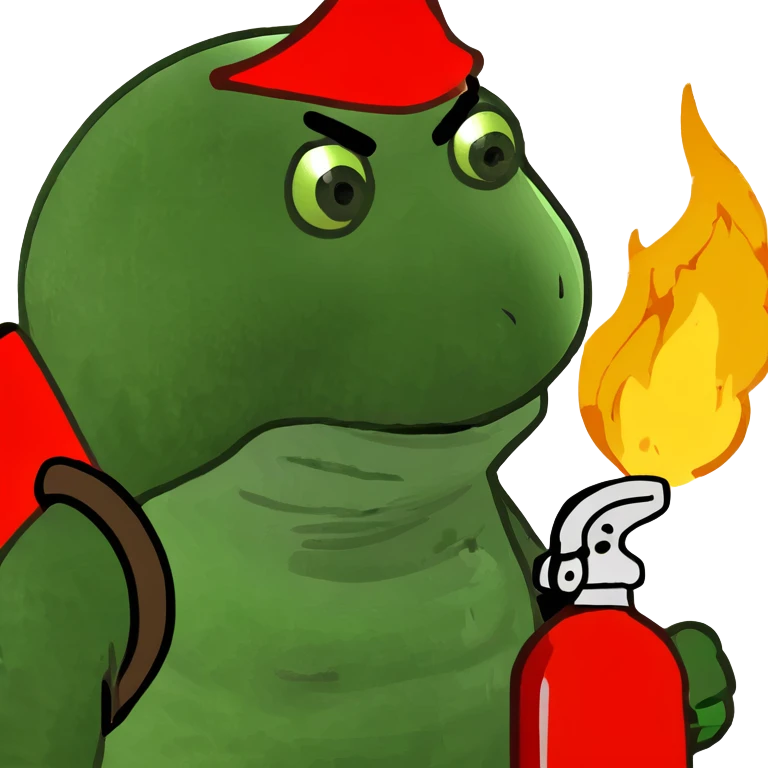 Guy with brown hair fire extinguishing a devil  emoji